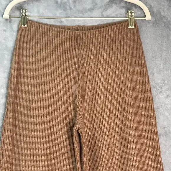 ZENANA‎ Wide Leg Lounge Pants Womens Sz S Deep Camel Waffle Knit Pull On Comfort - Picture 3 of 13